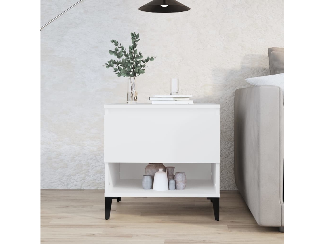 Mesa Auxiliar | Mesa Lateral Madera Contrachapada Blanco 50x46x50 Cm