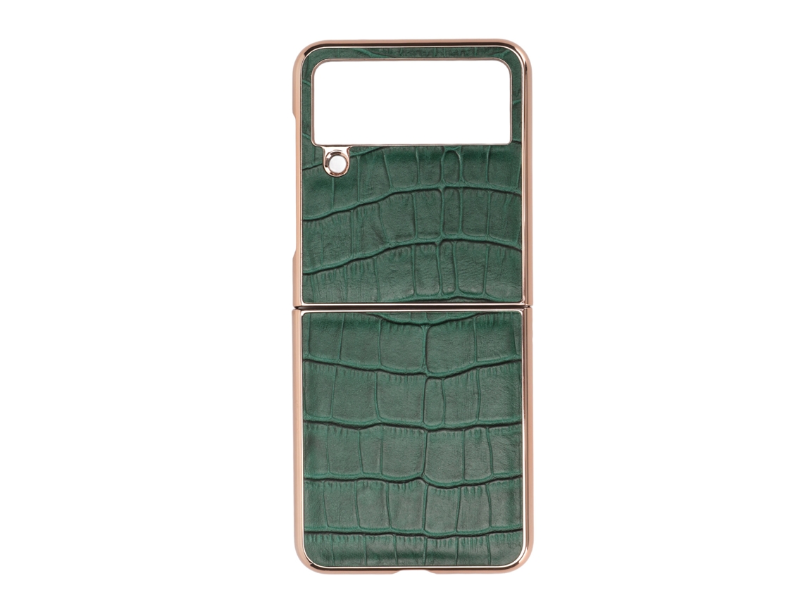 Capa Protetora De Couro Para Galaxy Z Flip4 Case Resistente A Riscos Tela Dobrável Verde