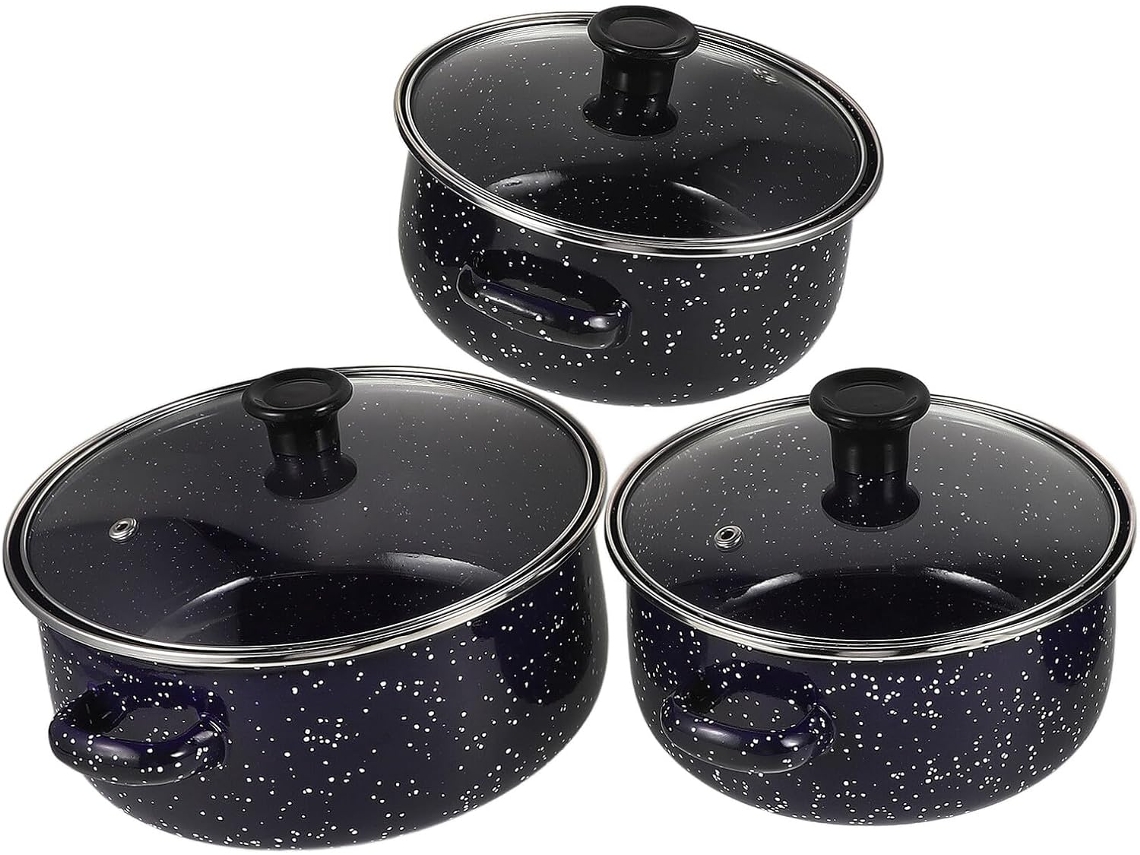 Mini Olla De Esmalte Para Sopa, Olla De Esmalte Vintage Para Estufa, Olla Versátil Para Cocinar Sopas Y Fideos, Azul,