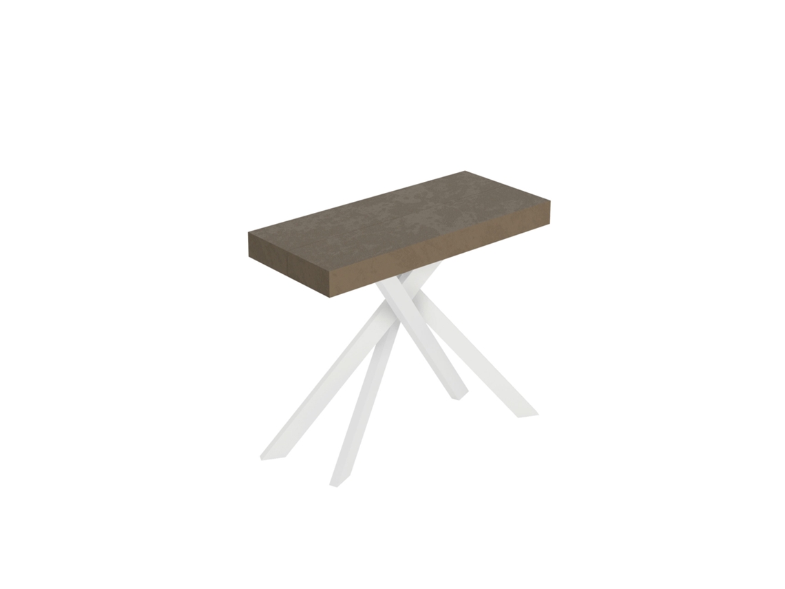 Consola extensible 90x40/196 cm Saki Premium Pequeña gris tórtola patas blancas ITAMOBY