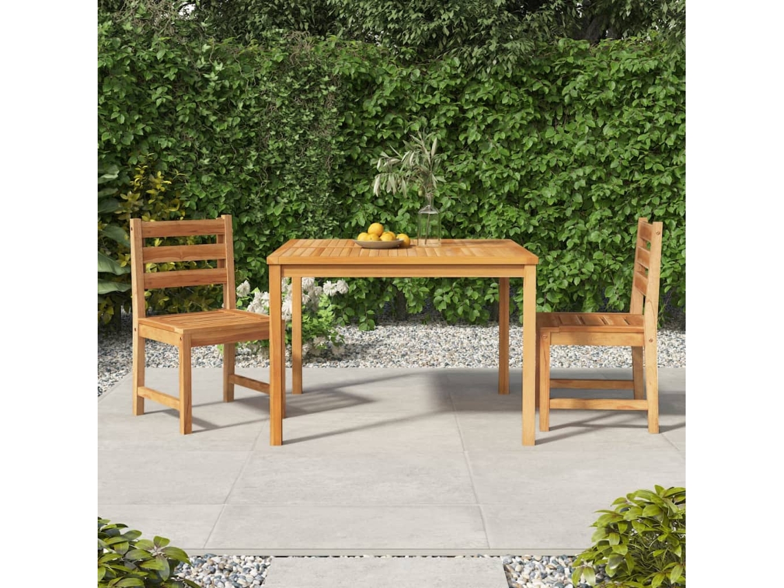 Juego de comedor de jardín de 3 piezas DKD Home Decor en madera maciza de teca