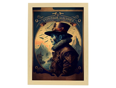 NACNIC Poster Sombrero De Copa En Estilo Surrealismo Cinematográfico Ilustraciones Y Grabados De Historieta Abstracta Y Artística A4 Marcos Madera
