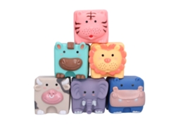 Bloques De Construcción Blandos Con Estampados De Animales En Relieve: Juguetes Sensoriales Para Bebés.
