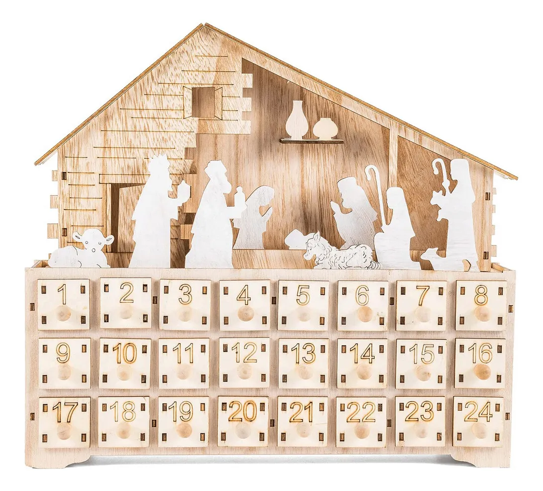 Nuevo Calendario de Adviento de Madera con Luces LED Christmasvayotoy