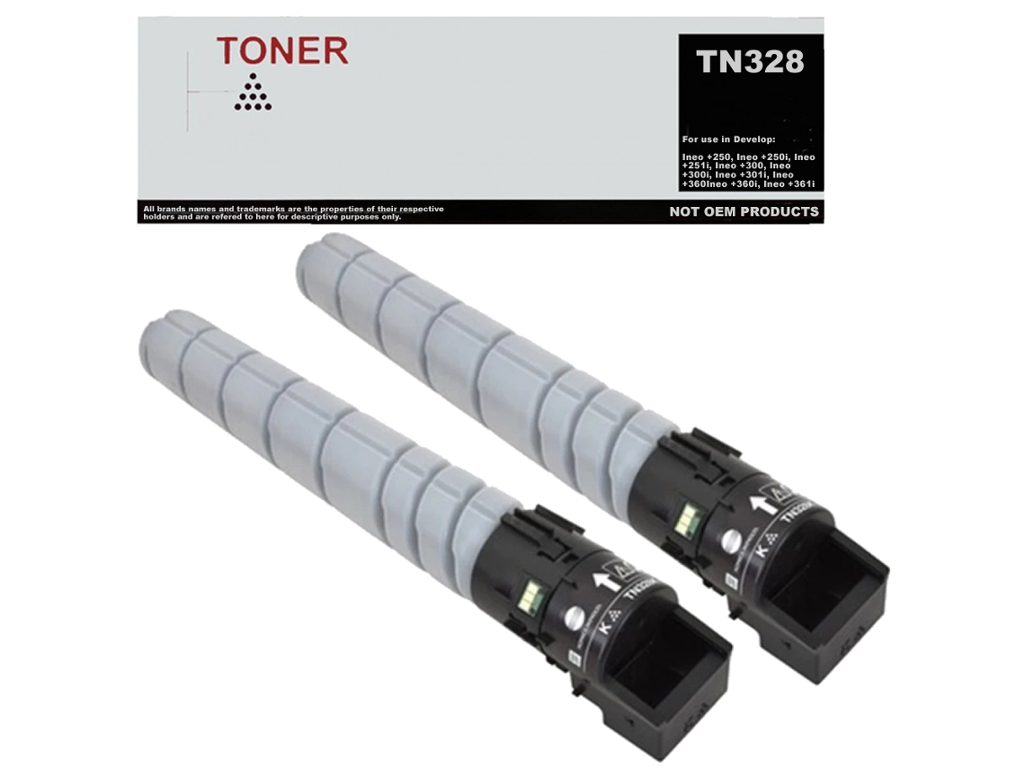 Tn328 Tn-328 Pack 2 Cartuchos De Toner Negro Compatible Con Develop Aav81d0
