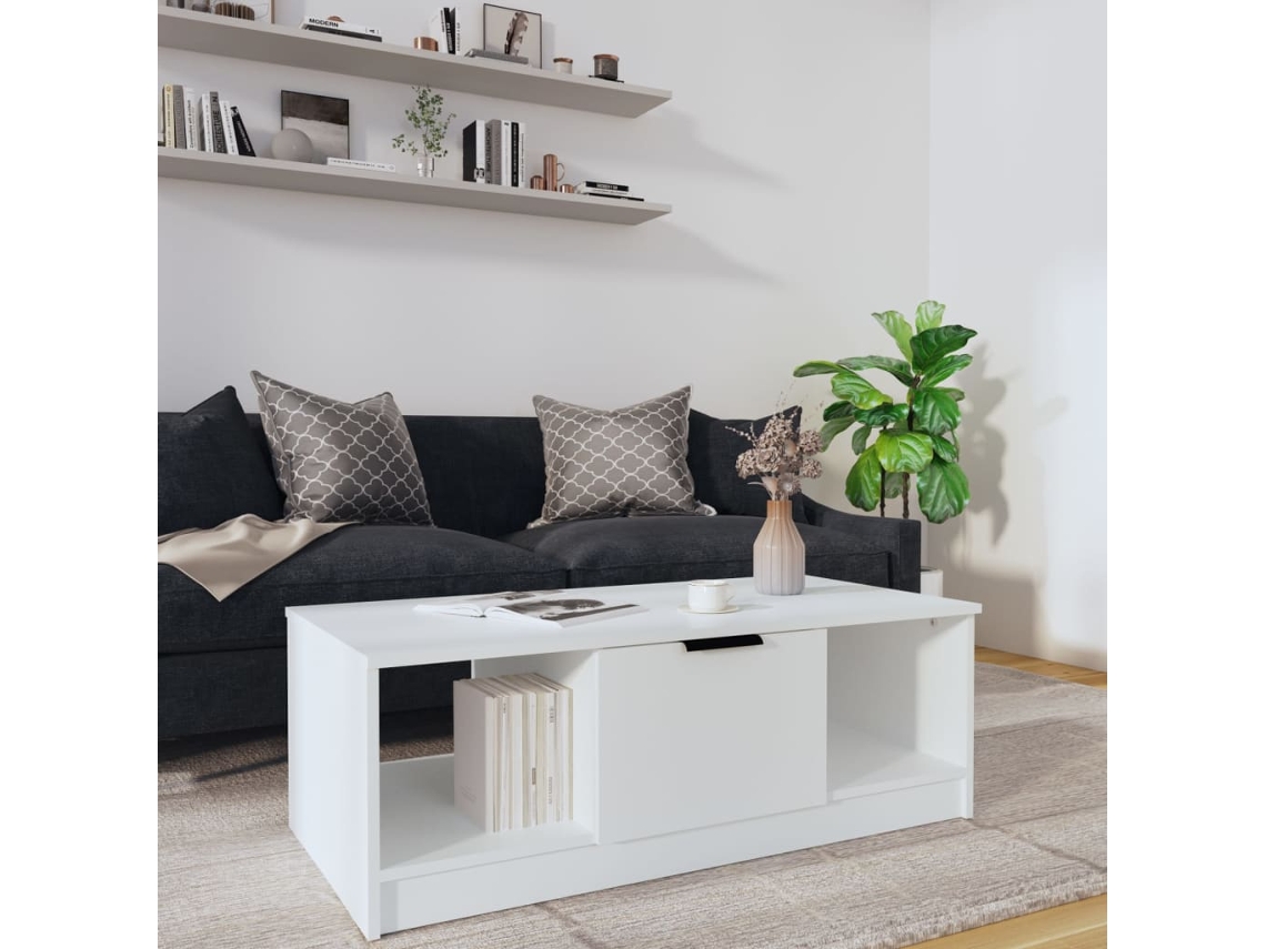 Mesa de Centro Apoyo 102X50X36 cm Madera Procesada Blanco