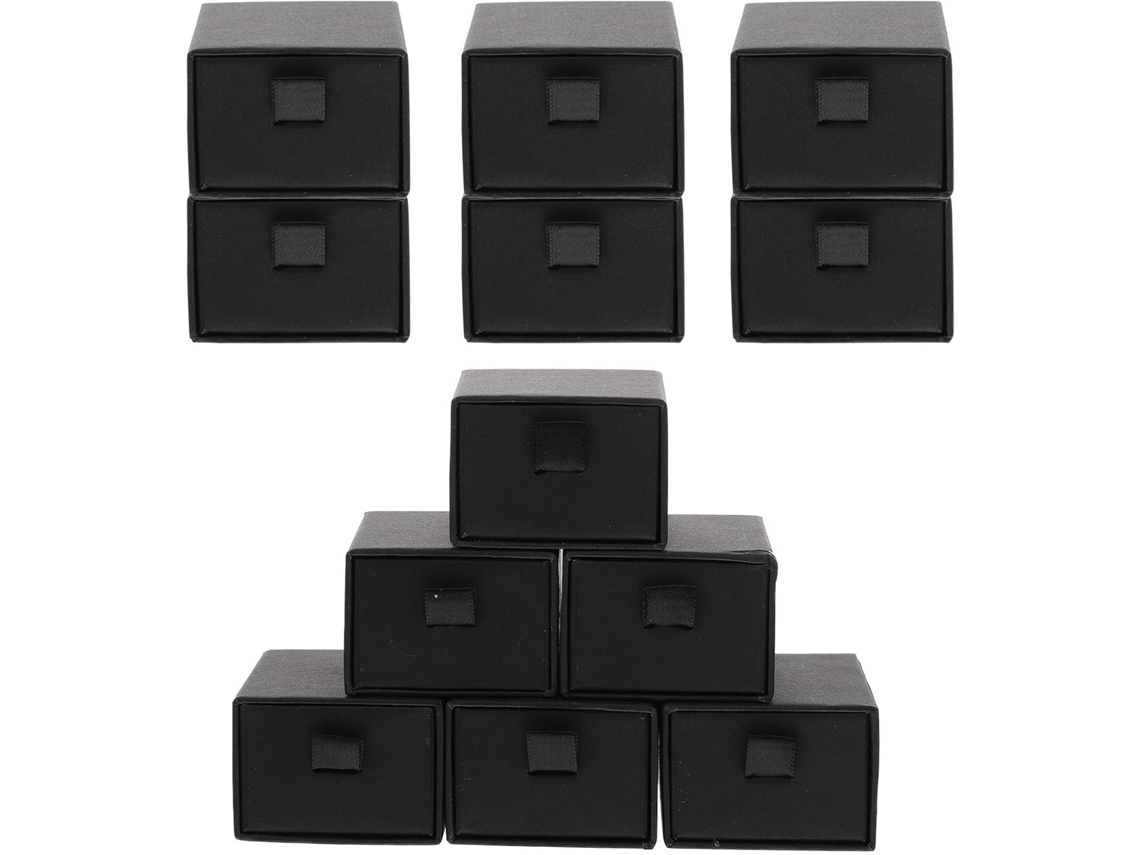 Cajas Joyas Organizador Prueba Polvo Juego 12 Cartón Negro Cajones Guardar Anillos Pendientes Casa