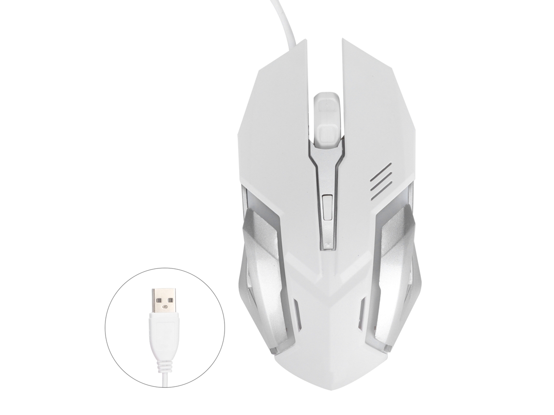 Rato Com Fio Usb Para Jogos E Escritório Com Luzes De Respiração 7 Cores Branco X7 1600dpi