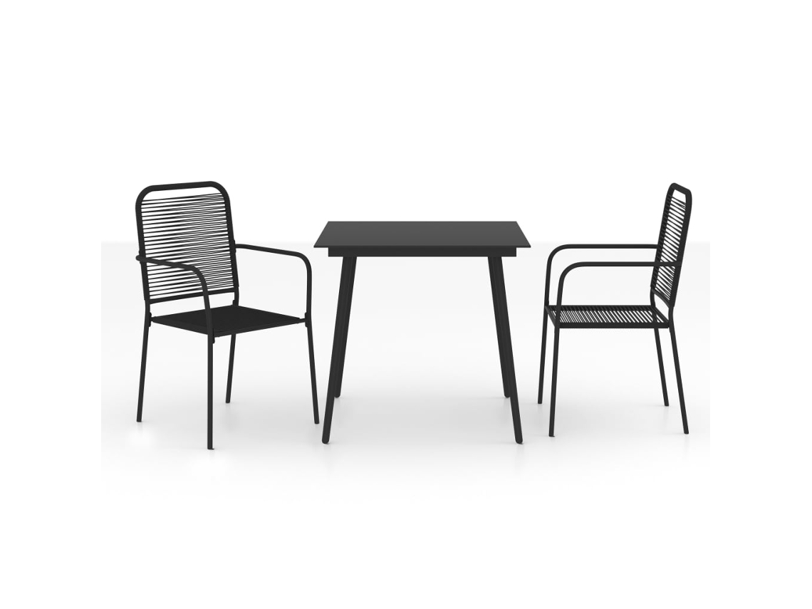 Maison Exclusive - Juego de comedor de jardín de 3 piezas con cuerda de algodón y acero negro