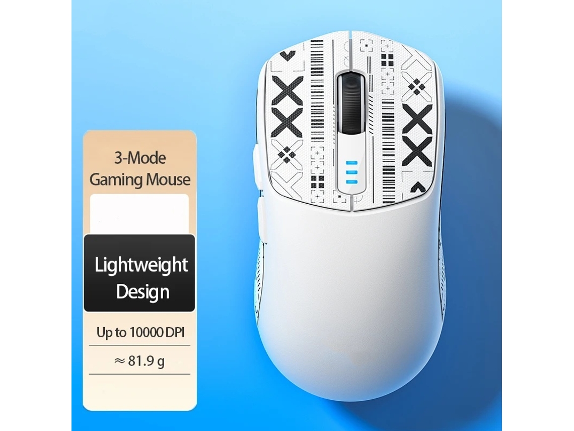 Ratón inalámbrico ergonómico para juegos Yizhood SC580 Paw3325 con sensor de tres modos, recargable, 10 000 ppp, color blanco