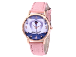 Reloj De Pulsera Para Estudiantes Zhoulianfa, Correa De Pu, Diseño De Corazón De Cisne, Cuarzo Rosa