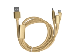 Cable De Carga Rápida Trenzado De Nailon 3 En 1 Para Puertos Ios Type C Micro Usb Naranja