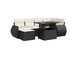Maison Exclusive - Set De Sofás De Jardín 7 Pzas Con Cojines Ratán Sintético Negro