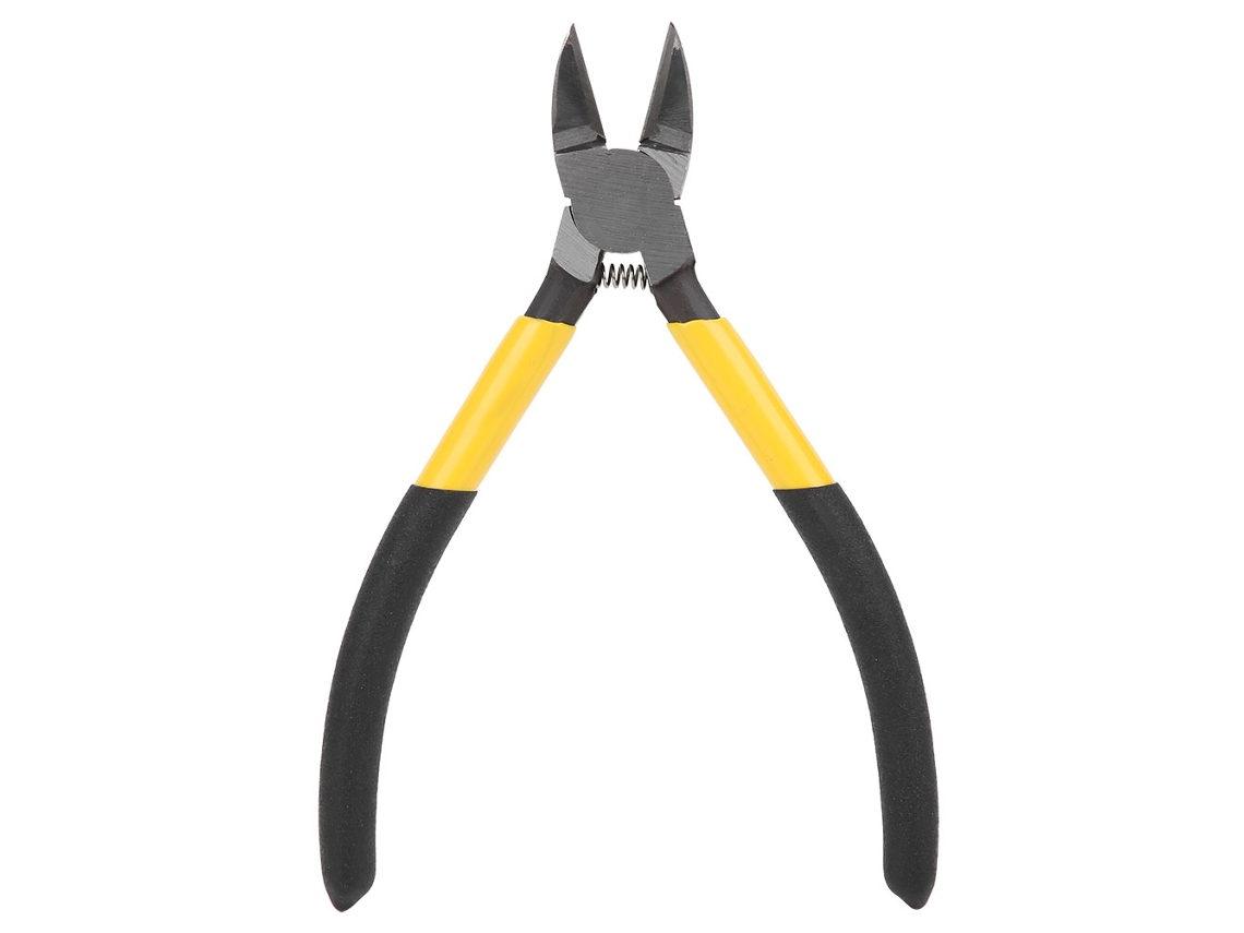 Alicates de corte diagonal de acero de alto carbono de 6 pulgadas con mango amarillo y negro y mecanismo de retorno
