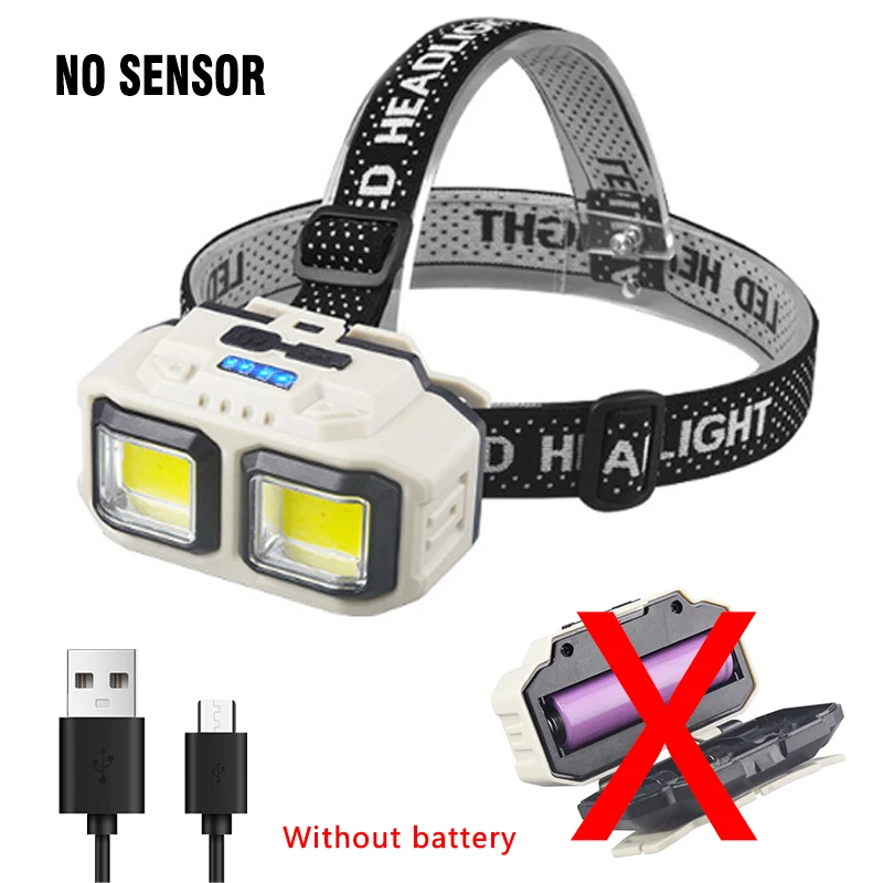 Potente linterna frontal LED con sensor, recargable por USB, resistente al agua, ideal para pesca, minería y camping. Aeuzwr