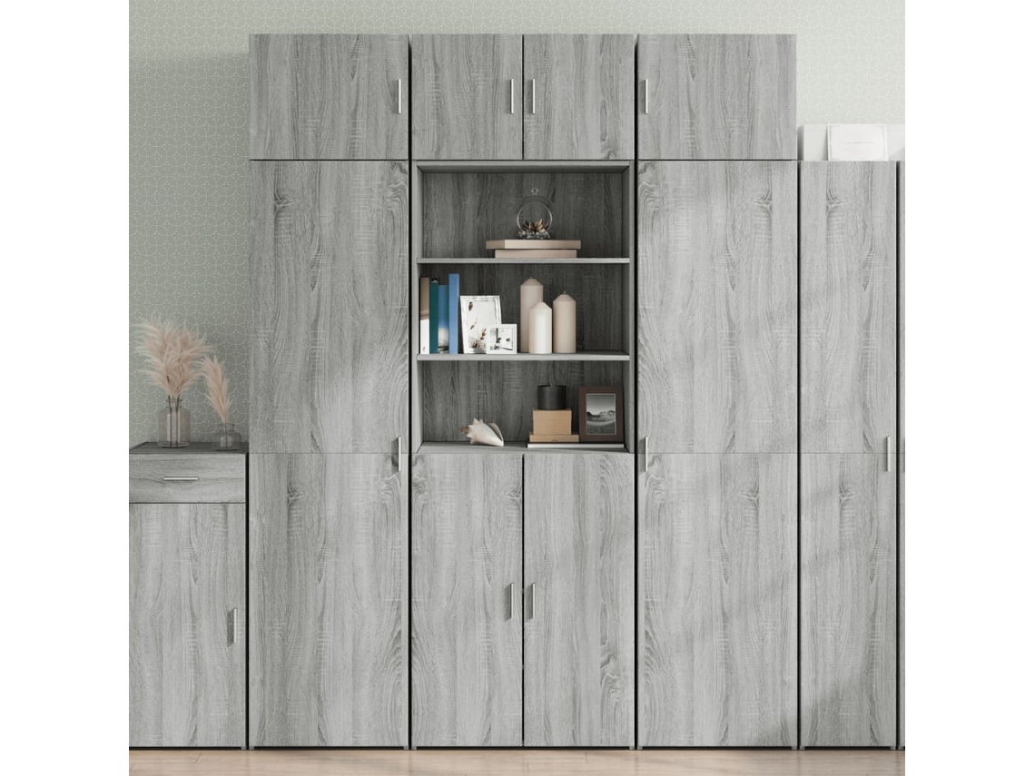 Armario De Madera Ingeniería Gris Sonoma 70x42,5x225 Cm