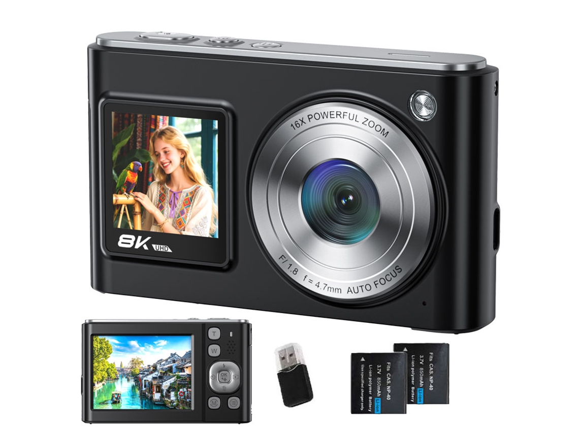 Cámara Digital Szsmart Dc325 8k 96mp Doble Pantalla Wifi Autofocus 60 Filtros De Belleza Para Vloggers + 2 Baterías