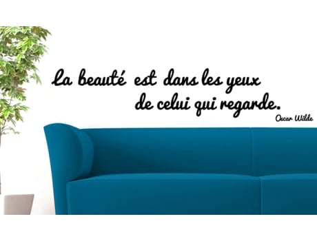Adhesivo Decorativo PLAGE Cita: "La Belleza está en los Ojos de quien Mira" Oscar Wilde 68 cm X 24 cm