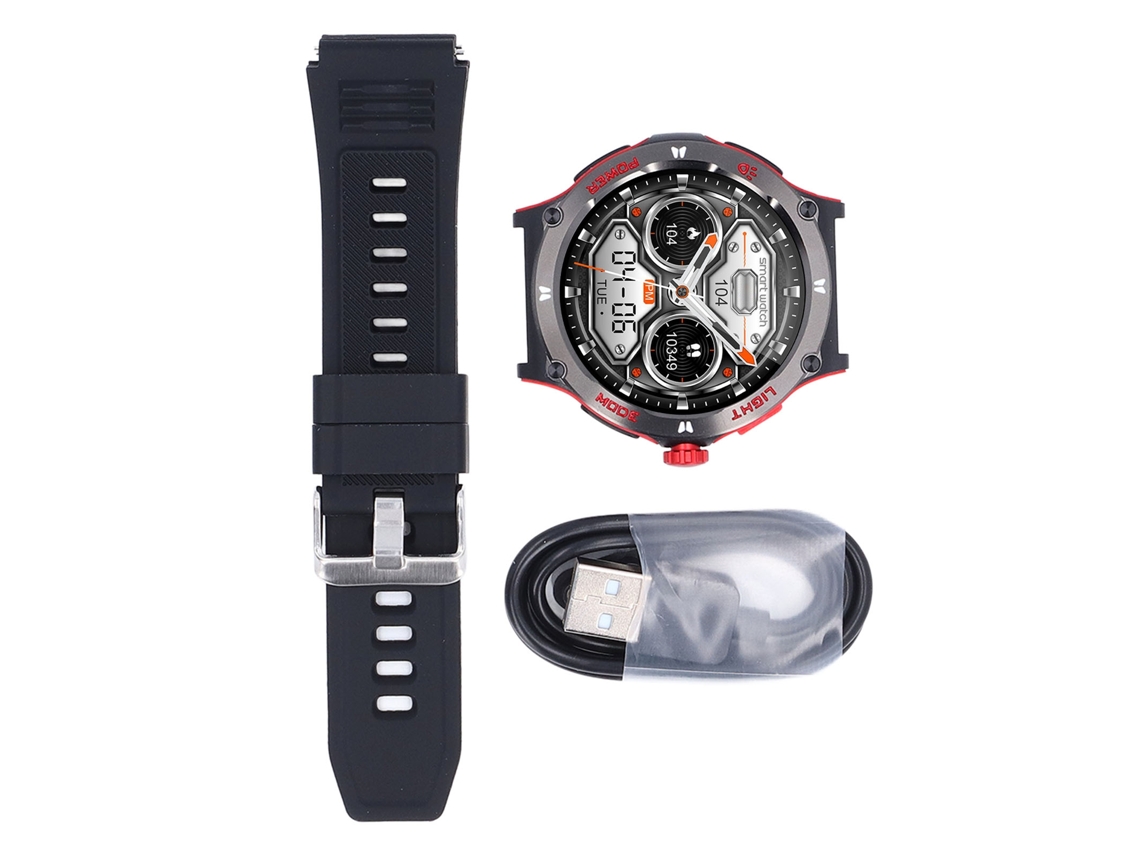 Reloj Inteligente Bluetooth Con Pantalla Táctil De 1,53 Pulgadas, Brújula Y Seguimiento De Actividad Física - Rojo