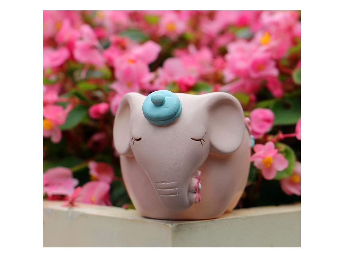 Maceta Pequeña De Mesa Con Forma De Elefante, Ideal Para Suculentas, Con Un Diseño Adorable Y Fabricada En Resina Duradera.