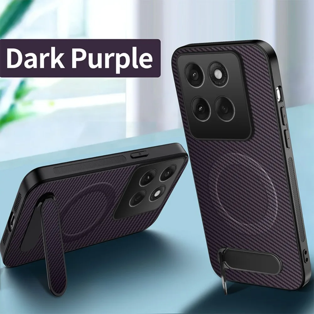 (púrpura, Motorola Edge 60s) Funda De Succión Magnética Texturada En Fibra De Carbono, Funda Anticaídas Con Soporte Plegable