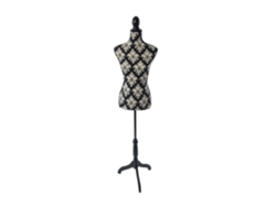Maniquí Relaxdays, Mujer, Talla 36/38, Altura Regulable 130–167 Cm, Base De Madera, Para Costura, Blanco Y Negro