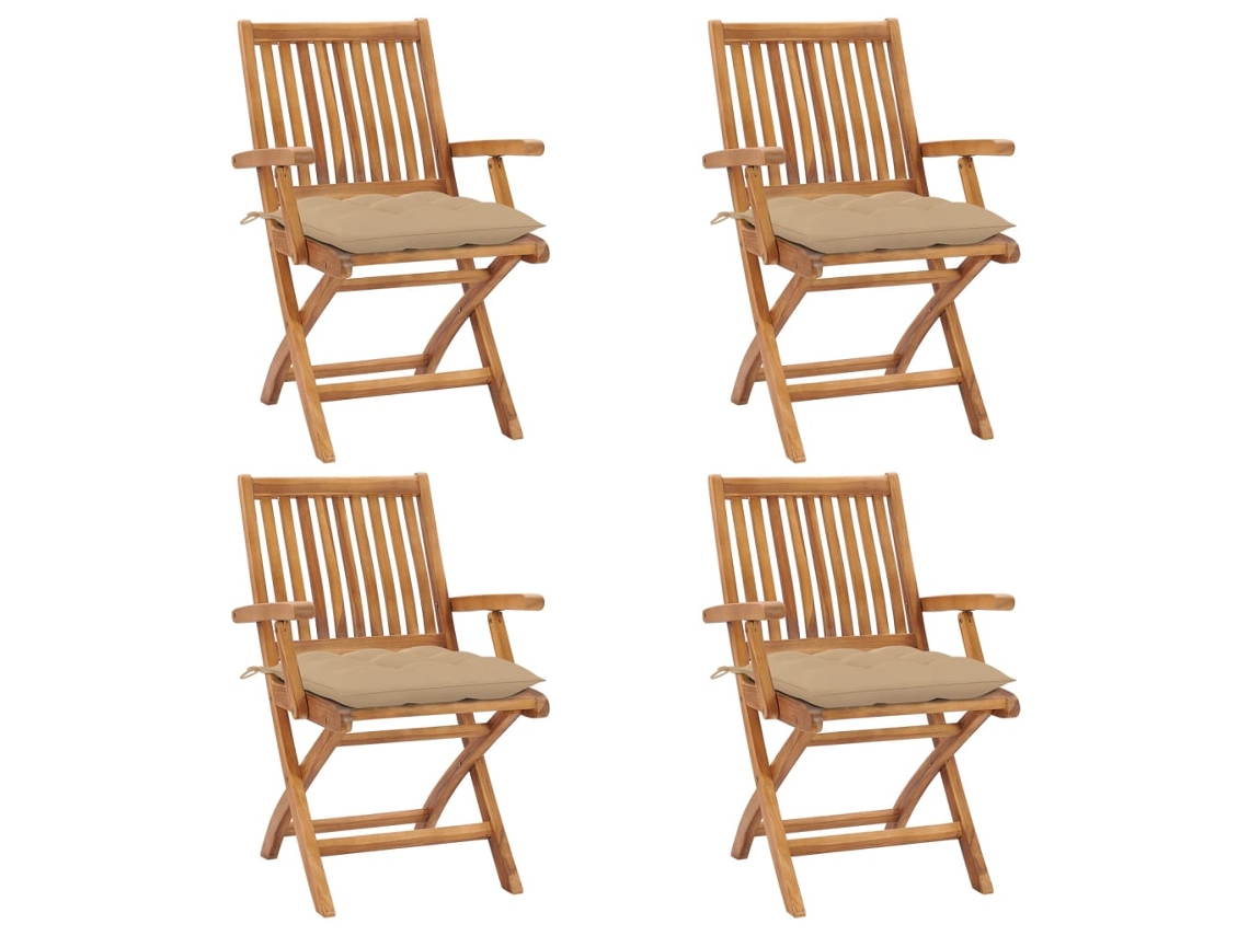 Sillas de jardín plegables de 4 piezas con cojines DKD Home Decor