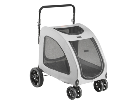 VEVOR Carrito Giratorio 4 Ruedas para Perros con Freno, 160 Libras, con Ventana de Malla Transpirable y Altura Ajustable, Gris Oscuro