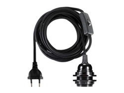 Aro De Lámpara Colgante E27 Con Interruptor Y Cable Extensible 3.5m, Base De Tornillo, Plug Eu, Negro