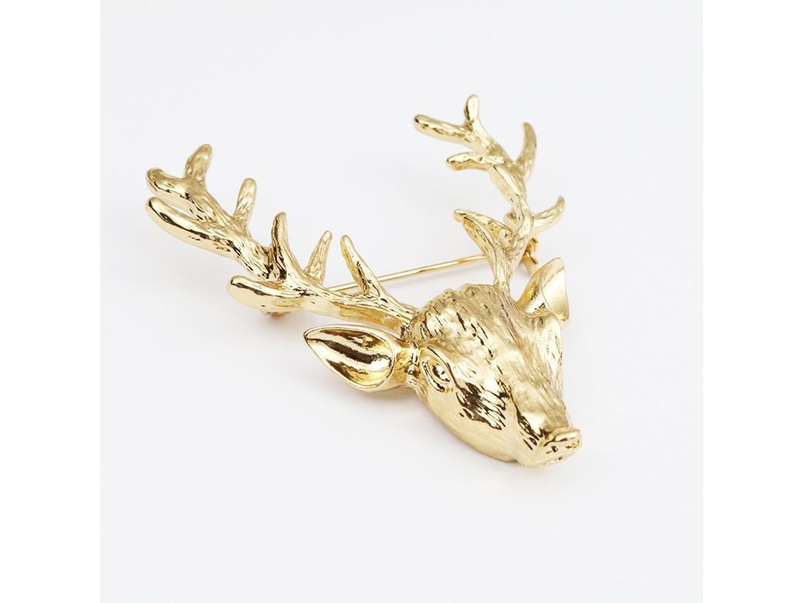 Broche De Asta De Alce De Estilo Retro, Collar Con Broche Dorado Navideño, Joyería, Regalos Para Hombres Y Mujeres.