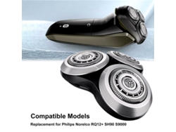 Cabezales De Afeitar Eléctricos Lavables De Reemplazo Para Philips Norelco Rq12+ Sh90 S9000 Con Tapa
