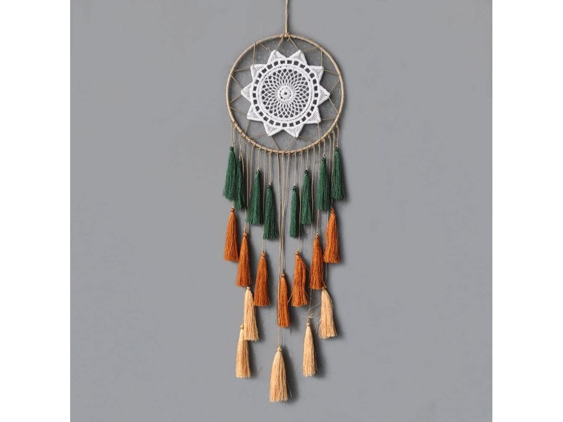 Cazador De Sueños Macramé Con Tassel Y Plumas Para Dormitorio Decoración Hogar Mano Rosa 8 Pulgadas