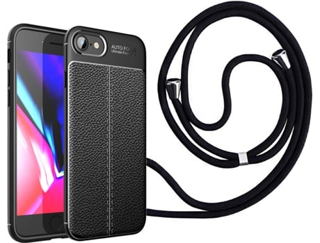 Funda iPhone 7 Rugged Leather con Collar Negro