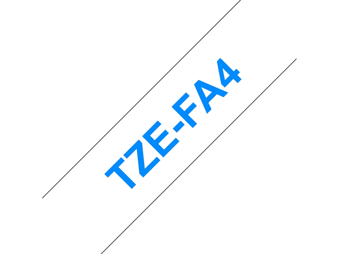 Cinta laminada Textil Compatible Brother Tzefa4 Texto Azul / Fondo Blanco 18Mm X 3M