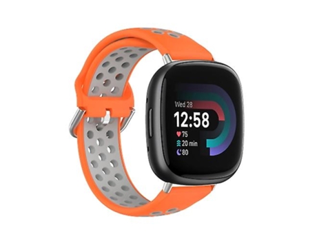 Correa Smartwatch Para Fitbit Versa 4 Naranja-Gris VENISYMLIS