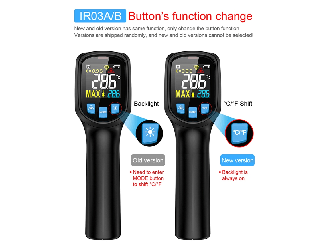 Termómetro Infrarrojo Digital Lcd Industrial Mestek -50~400℃ Con Emisividad Ajustable