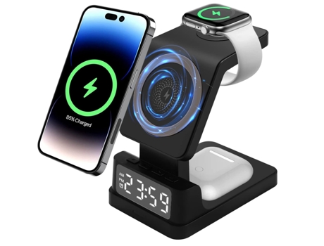 Cargador inalámbrico, soporte de carga rápida de 15 W y reloj para iPhone 14 13 12 Pro Max/X Series, Apple Watch Ultra/8/7/6 (negro) CHRONUS