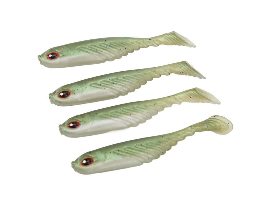 2026rebe-4pcs Señuelo T Tail Blando Ar48 Swimbait 75mm 3.2g Oliva Para Pesca En Agua Dulce Y Salada