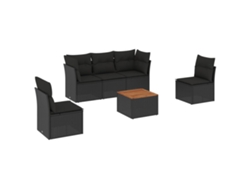 Maison Exclusive - Set De Sofás De Jardín 6 Piezas Y Cojines Ratán Sintético Negro