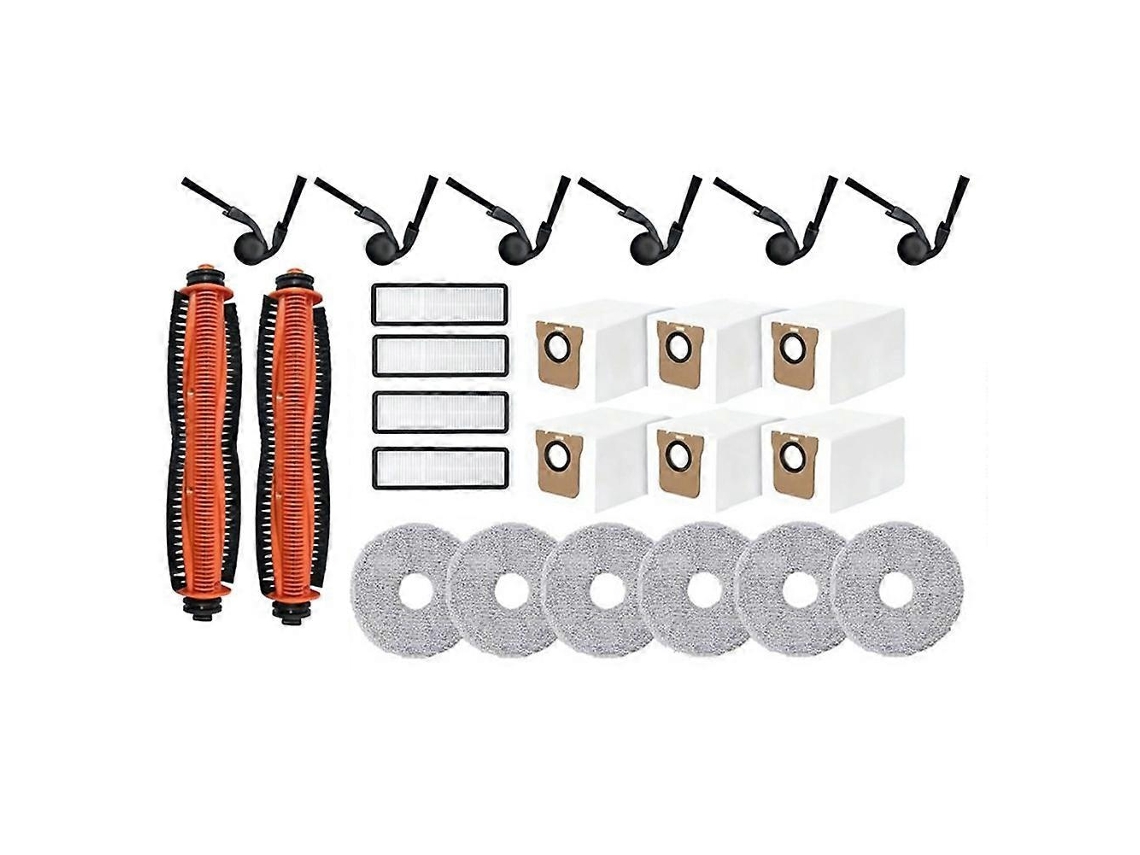 24 piezas de repuesto para la aspiradora robot Xiaomi 5 / Ov31gl: cepillo principal, cepillo lateral, filtro HEPA, paño de limpieza y bolsa para el polvo.