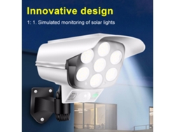 Lámpara solar de exterior 2026 con sensor de movimiento y cámara de seguridad simulada, 3 modos de iluminación, resistente al agua IP65 para portón, jardín y patio.
