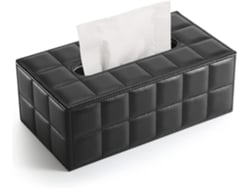 Caixa De Lenços - Caixa De Couro Sintético - Preto - Para Uso No Escritório/banho
