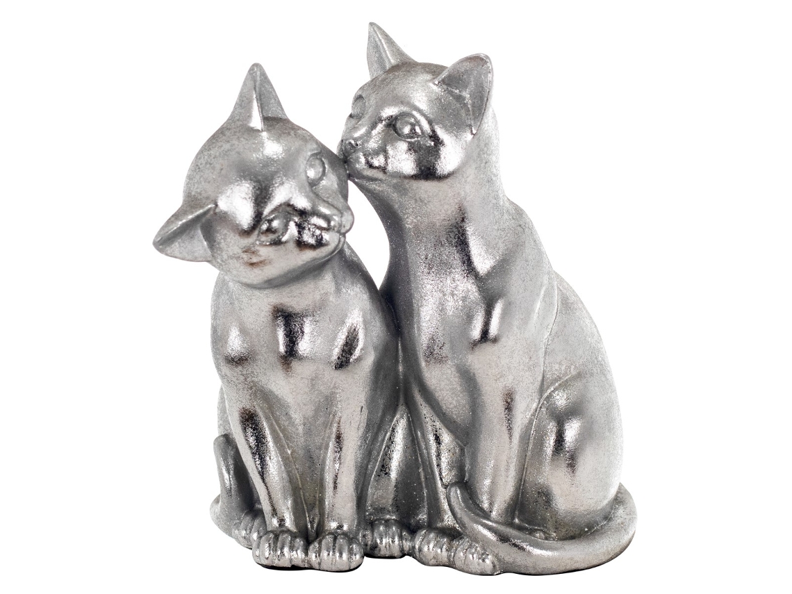 Figura Gatos Plateado de Resina 20*12*15cm Figura de Gato