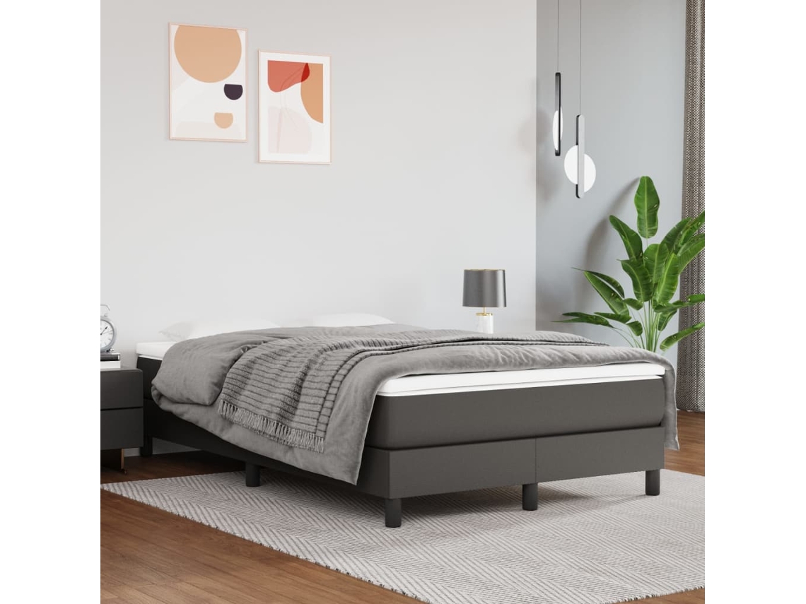 Estructura De Cama Sin Colchón Cuero Sintético Gris 120x200 Cm