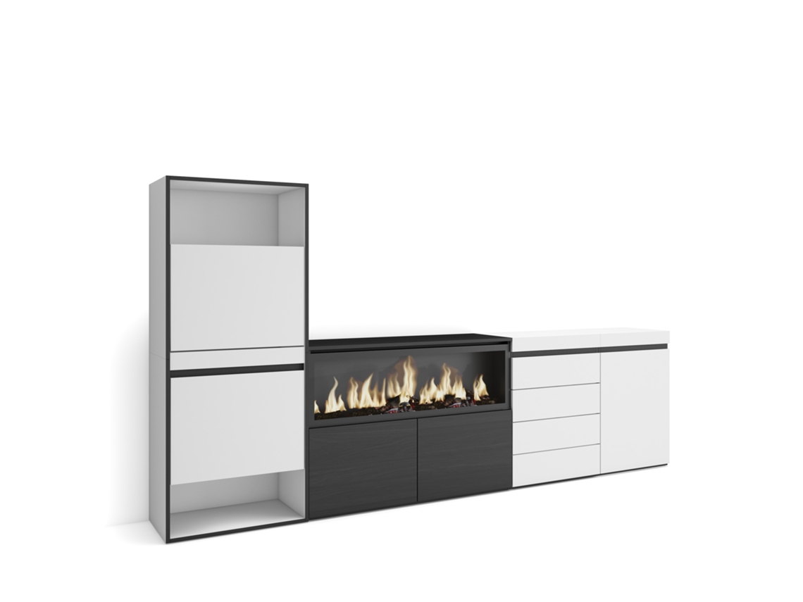 Zapatero | Organización de almacenaje | 274 x 145 x 35 cm | Para dormitorio | Chimenea eléctrica XXL | Cómoda | Blanco Duérmete Online