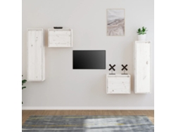 Muebles Para Tv 4 Uds | Armario Para Tv Madera Maciza De Pino Blanco