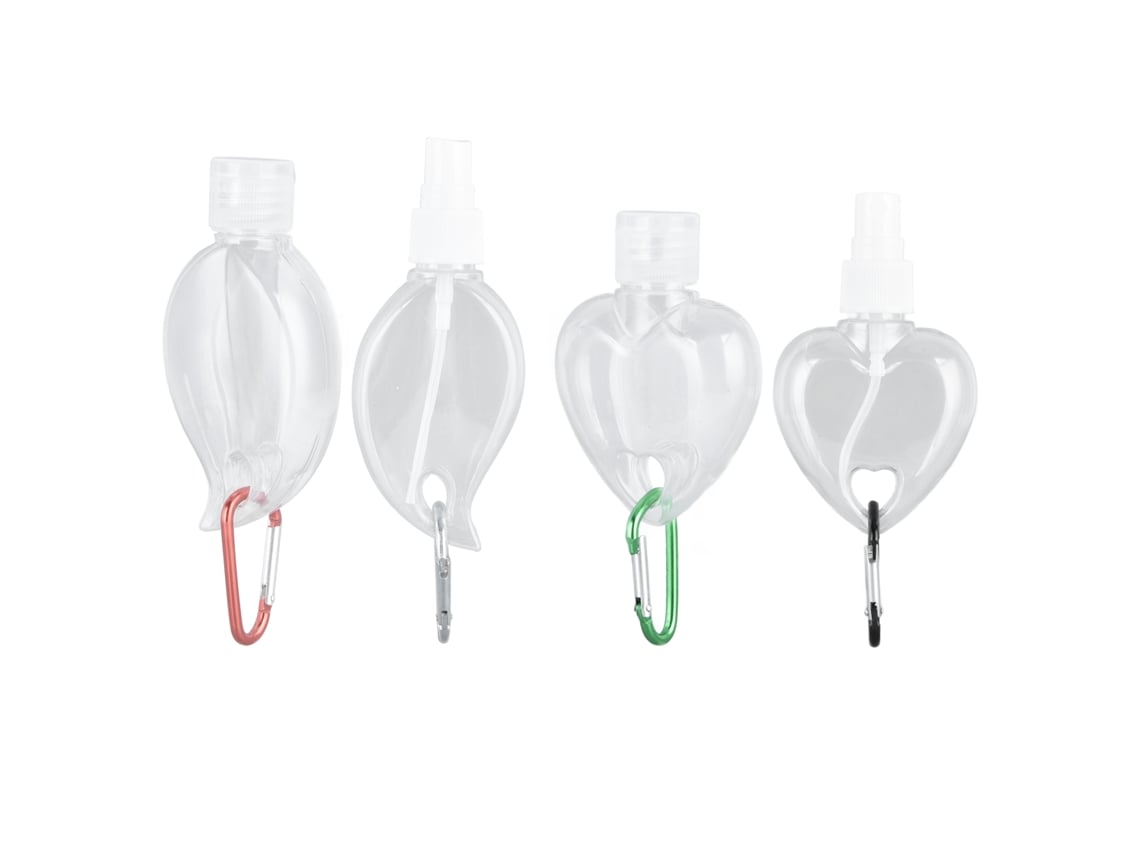 2026-4 Set Botellas Viaje Portátiles Con Llavero Botellas Plásticas Transparentes Estancas 50ml Para Exterior