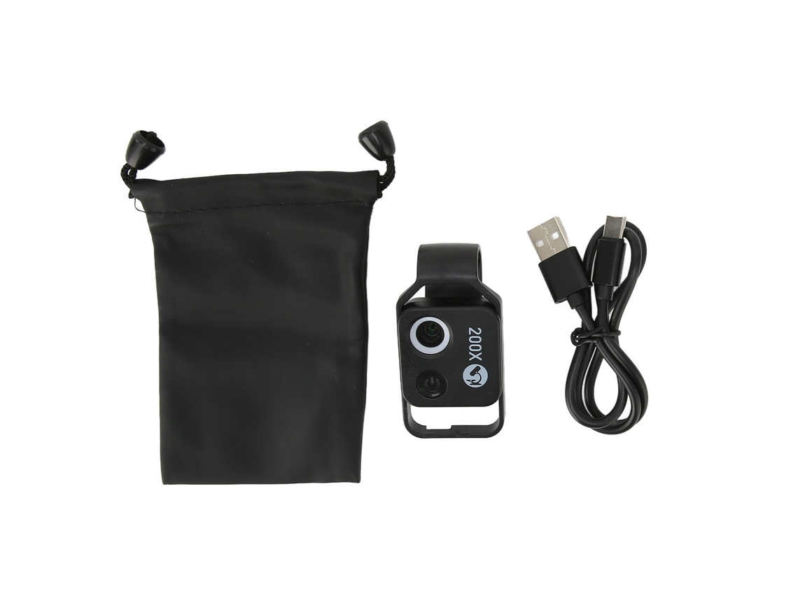Lente Microscópio Para Celular Aplms002 200x Led Lente Macro Hd Para Fotografia Ao Ar Livre Preto Com Cpl
