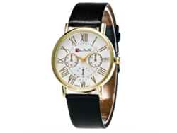 Reloj De Pulsera De Cuero Pu Casual Unisex Para Hombre Y Mujer Zhoulianfa Negro