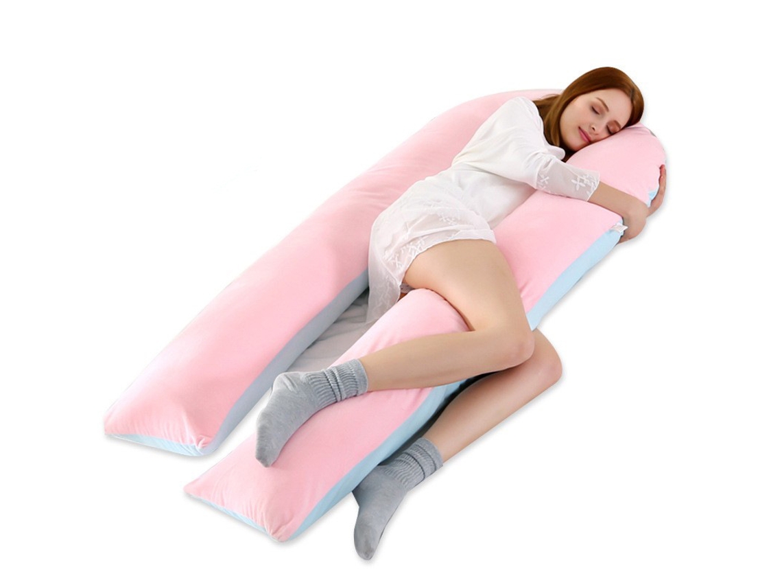 Almohada De Embarazo Almohada Multifuncional Para Dormir Embarazadas Adecuada Para Soporte Corporal Completo Cojín De 145 X 70 Cm (rosa Y Azul) Cuich